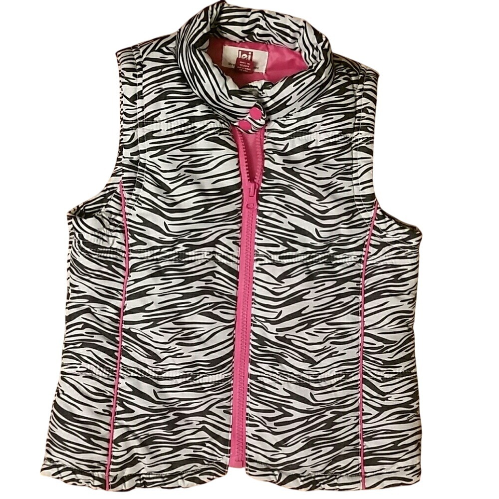 LEI‎ Girls Zebra Print Zip Vest Size 6
